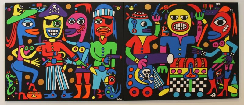 We are the pirates, meet the pirates 240cm x 100cm double panel acrylic on canvas SOLD