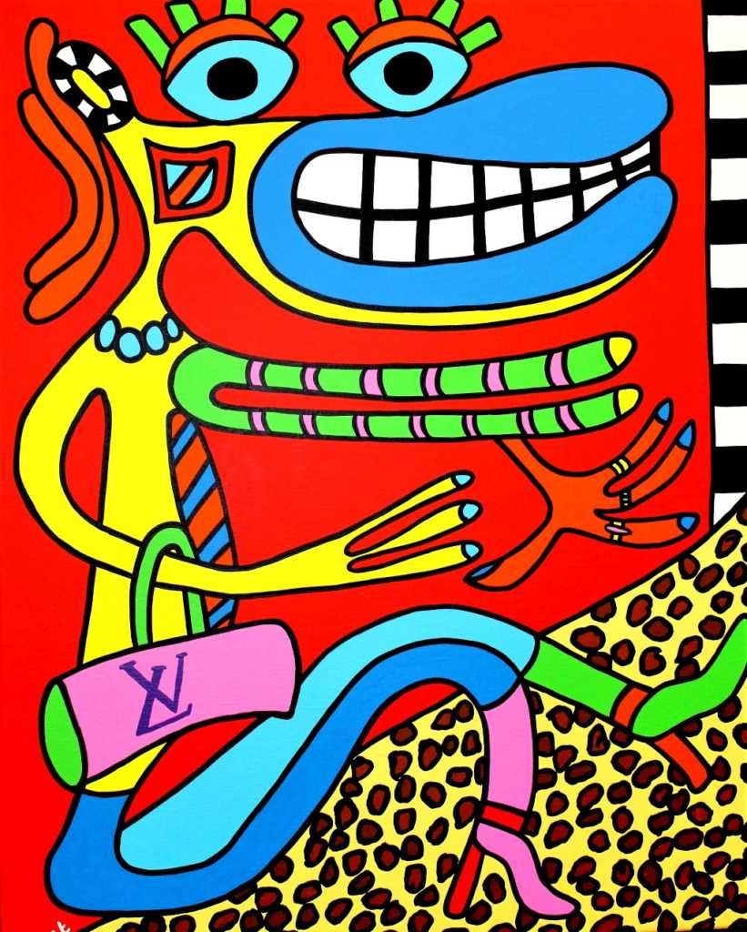 Fashionista with Louis Vuitton bag 80cm x 100cm acrylic on canvas SOLD