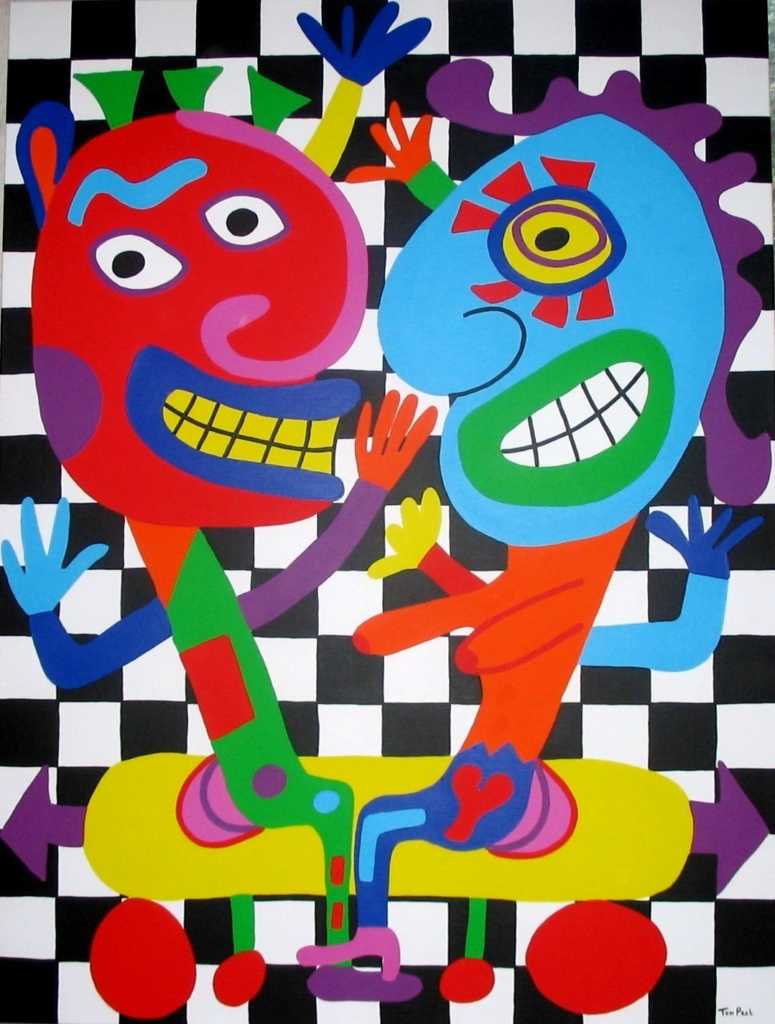 Happy cap Big chekered edition 120cm x 160cm acrylic on canvas SOLD