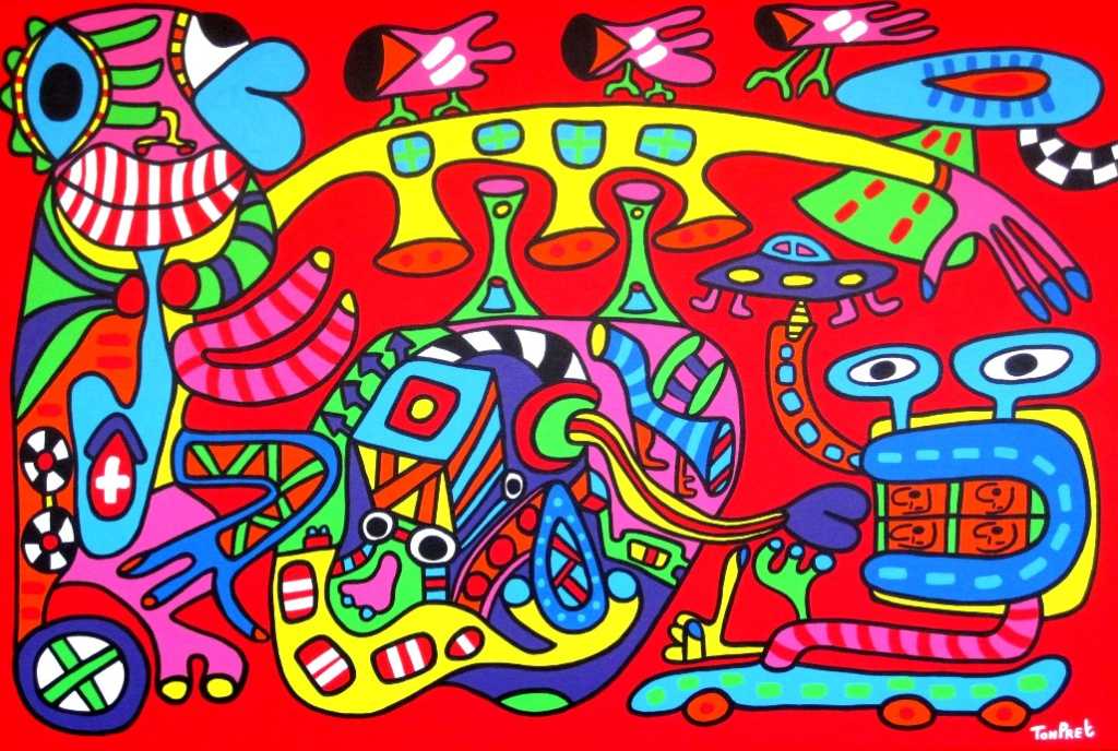 Tiki and the art of anaesthesia 150cm x 100cm acrylic on canvas SOLD