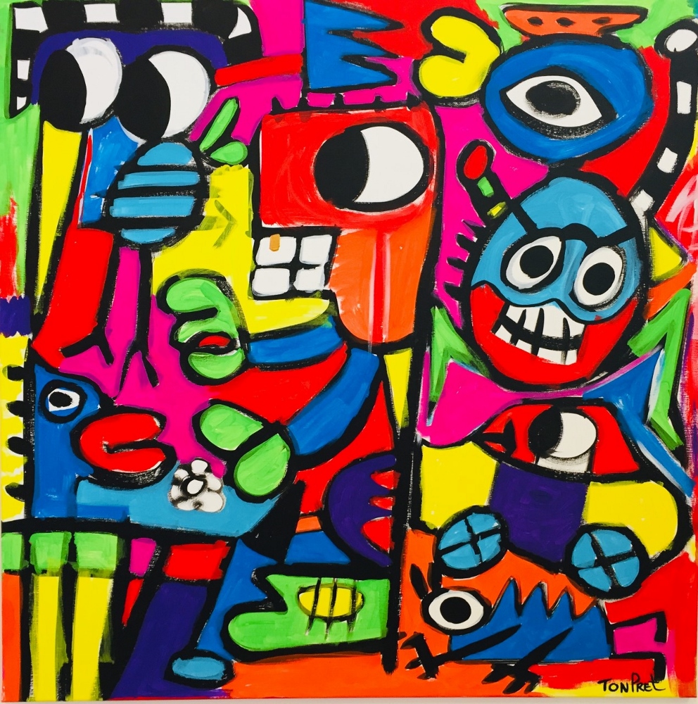 New Rock and Raw style. Things happen 100cm x 100cm acrylic on canvas SOLD