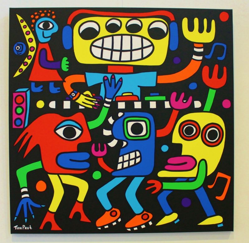 Trance, God is a DJ acrylic on canvas. Part of the Biennale of Gattopardo, Sicily Italy SOLD