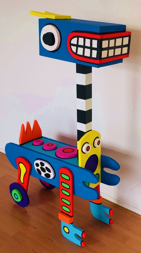 Wooden sculpture The Pretonsaurus height 120cm SOLD
