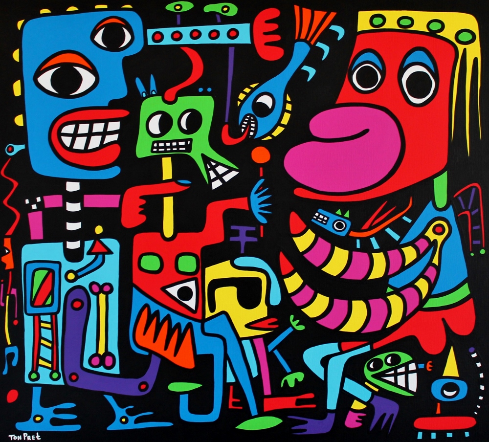 Woman on top in control of everything 90cm x 100cm acrylic on canvas