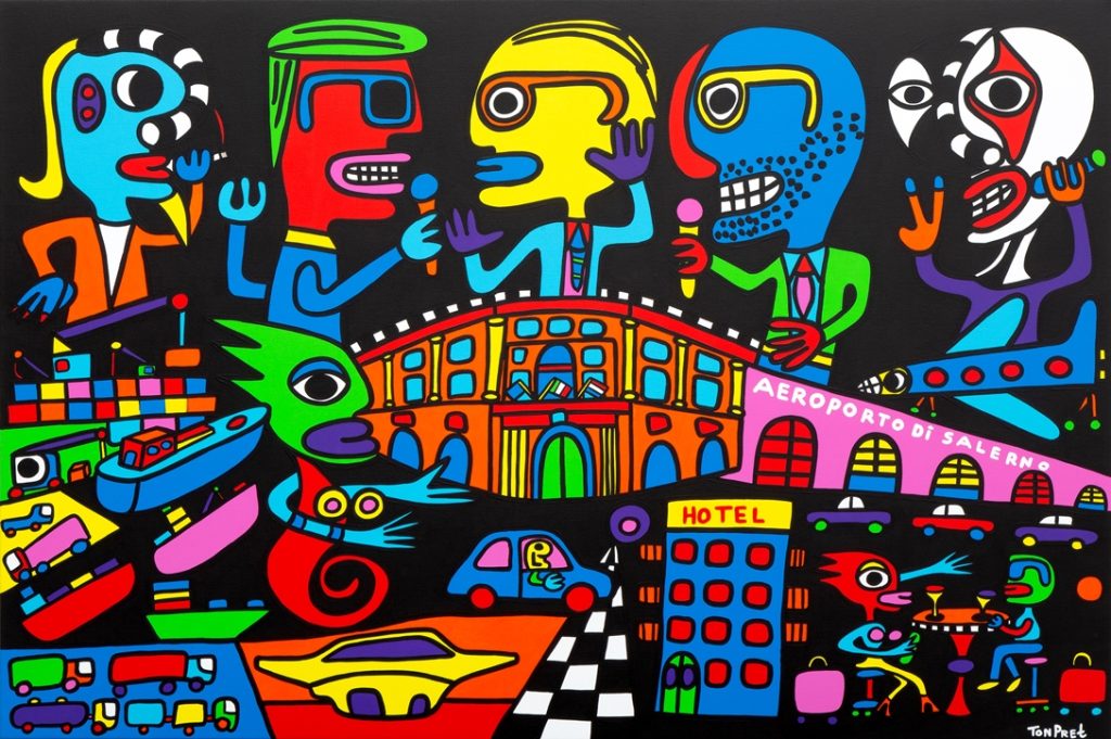 Made in commission for the city of Salerno: Salerno ready for the future acrylic on canvas 150cm x 100cm
