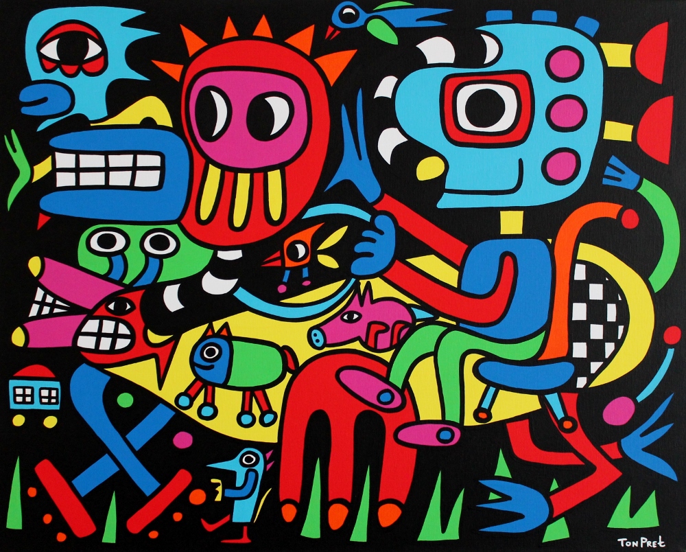 Happy animal farm 90cm x 100cm acrylic on canvas