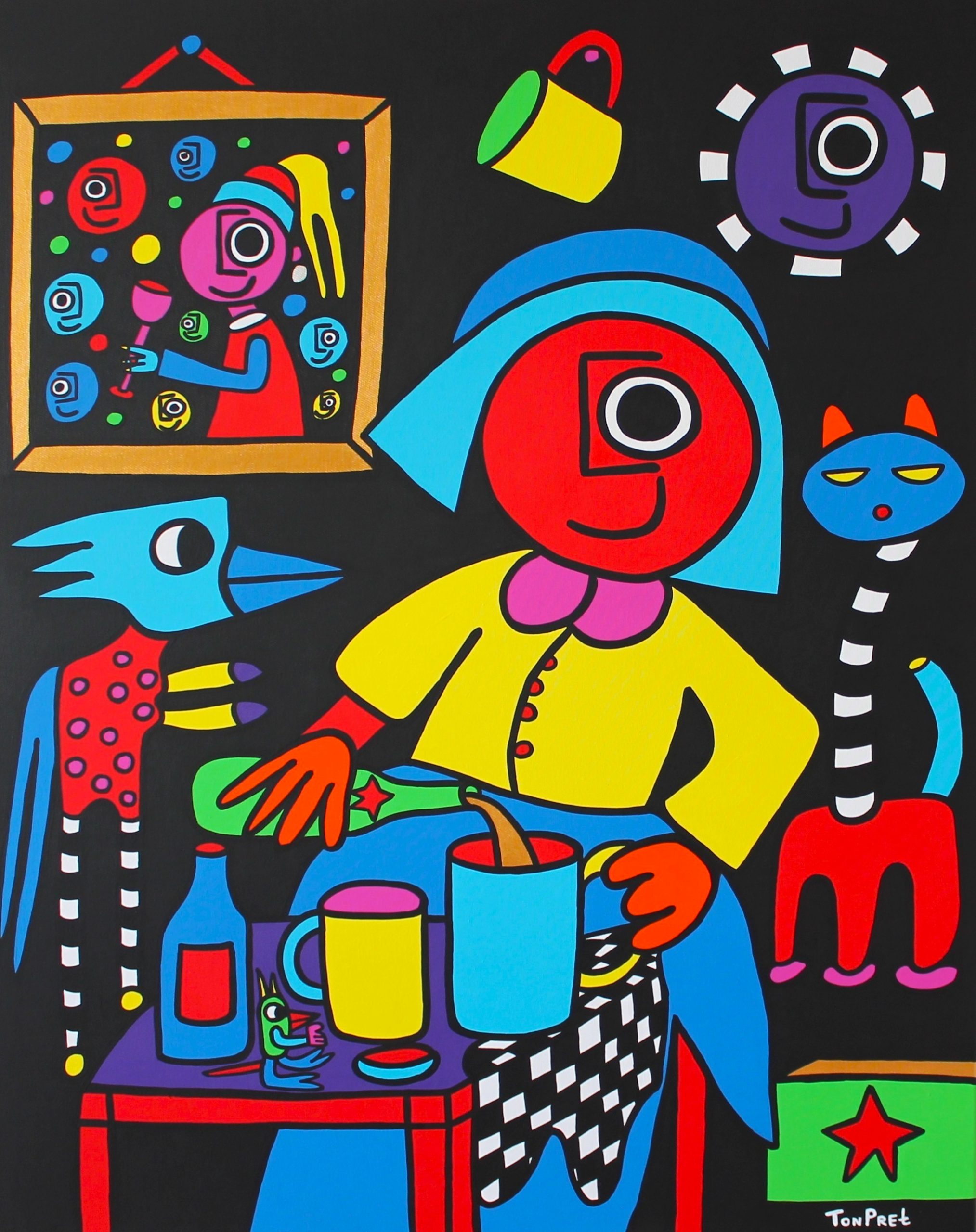 The Milkmaid 2.0 by Ton Pret, original by master Johannes Vermeer. Size 80cm x 100cm acrylic on canvas SOLD